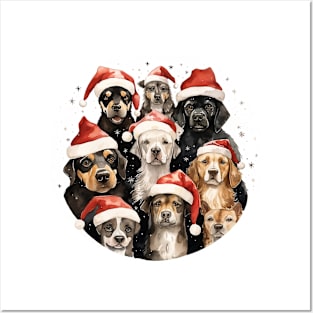 Watercolor Christmas Dogs Posters and Art